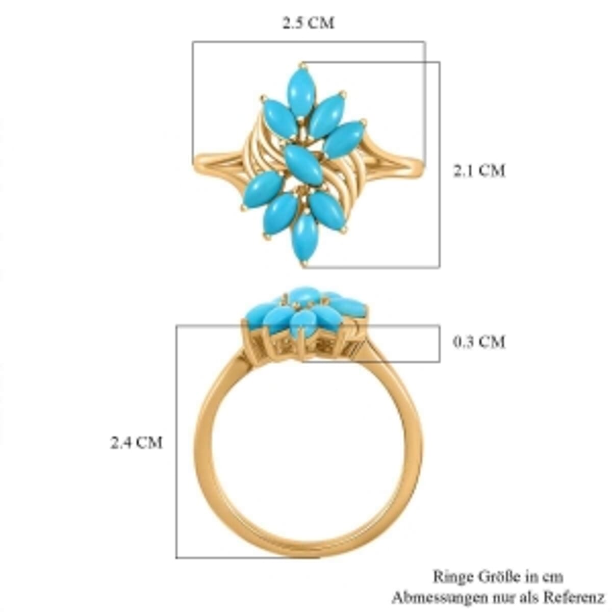 Sleeping Beauty Turquoise 1.55 ctw Ring in Vermeil Yellow Gold Over Sterling Silver (Size 6.5) image number 6