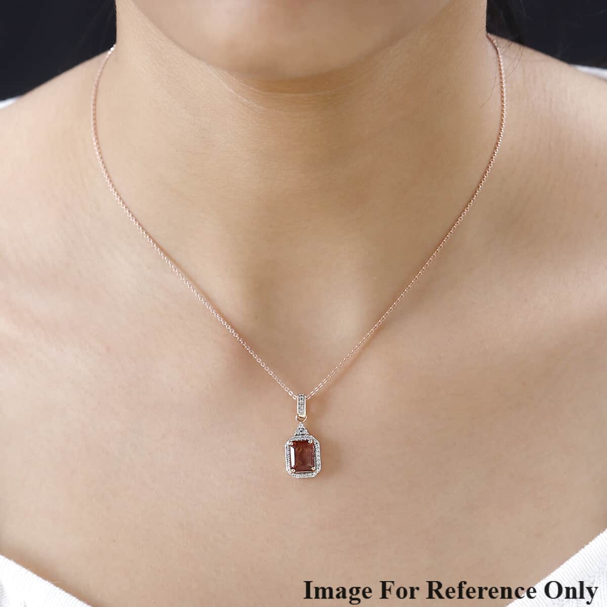 Luxoro 10K Rose Gold Premium Blush Tourmaline and G-H I2 Diamond Halo Pendant 1.70 ctw image number 2