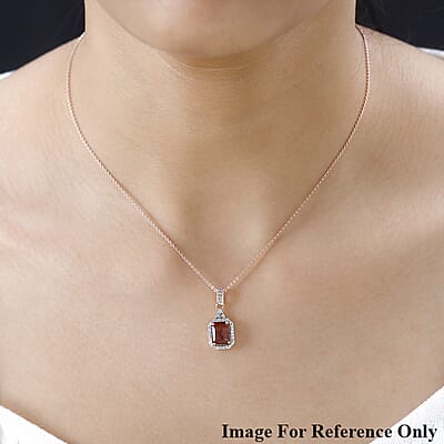 Luxoro 10K Rose Gold Premium Blush Tourmaline and G-H I2 Diamond Halo Pendant without Chain 1.70 ctw