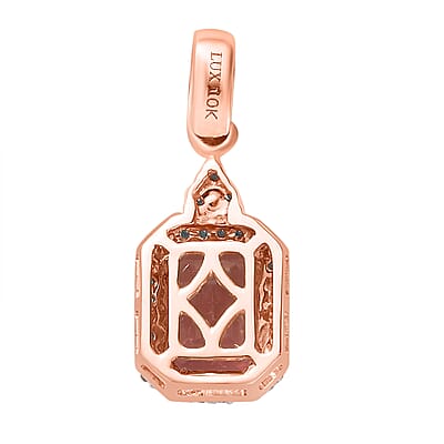Luxoro 10K Rose Gold Premium Blush Tourmaline and G-H I2 Diamond Halo Pendant without Chain 1.70 ctw