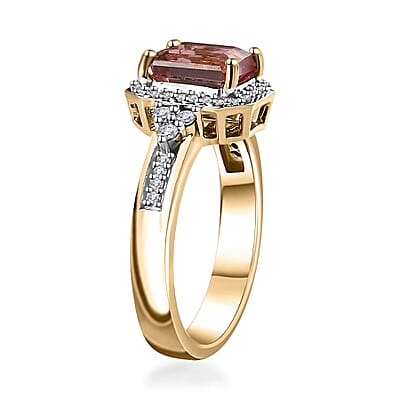 Luxoro 10K Rose Gold Premium Blush Tourmaline and G-H I2 Diamond Halo Ring (Size 6.0) 4.75 Grams 2.10 ctw