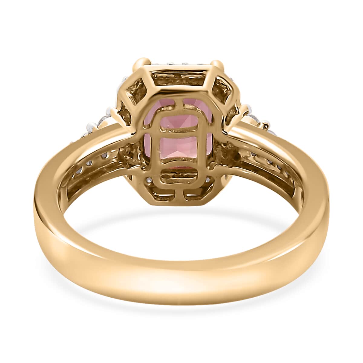 Luxoro 10K Rose Gold Premium Blush Tourmaline and G-H I2 Diamond Halo Ring (Size 6.0) 4.75 Grams 2.10 ctw image number 3