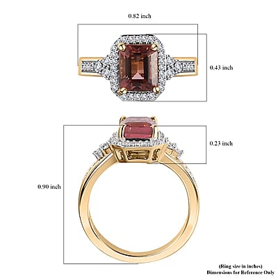 Luxoro 10K Rose Gold Premium Blush Tourmaline and G-H I2 Diamond Halo Ring (Size 6.0) 4.75 Grams 2.10 ctw