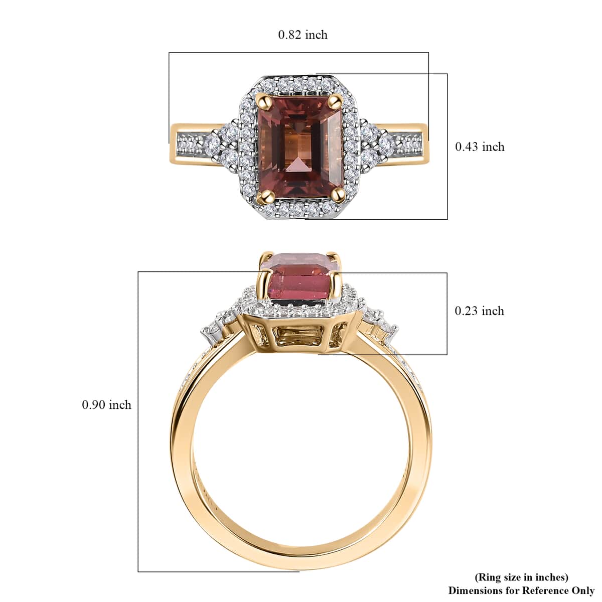Luxoro 10K Rose Gold Premium Blush Tourmaline and G-H I2 Diamond Halo Ring (Size 6.0) 4.75 Grams 2.10 ctw image number 4