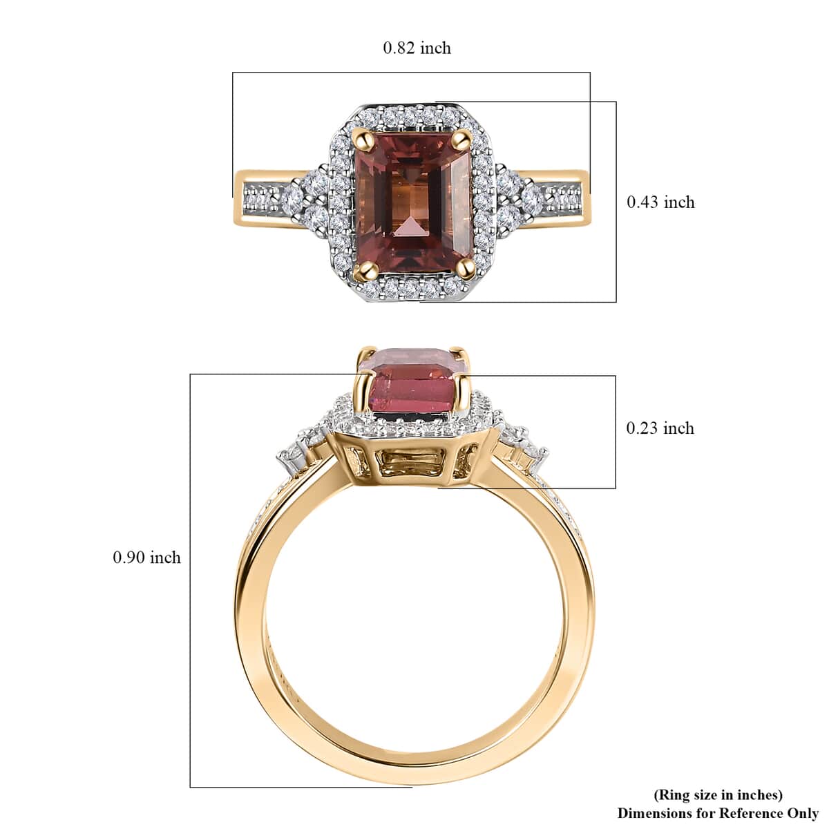 Luxoro 10K Rose Gold Premium Blush Tourmaline and G-H I2 Diamond Halo Ring (Size 7.0) 4.75 Grams 2.10 ctw image number 4