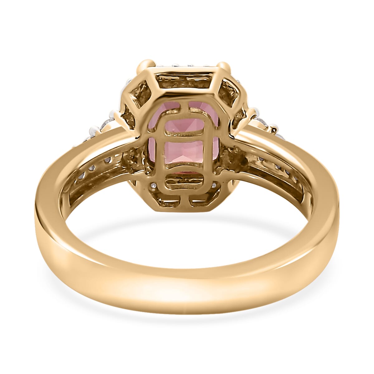 Luxoro 10K Rose Gold Premium Blush Tourmaline and G-H I2 Diamond Halo Ring (Size 9.0) 4.75 Grams 2.10 ctw image number 3