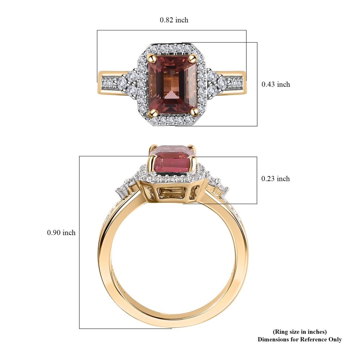 Luxoro 10K Rose Gold Premium Blush Tourmaline and G-H I2 Diamond Halo Ring (Size 9.0) 4.75 Grams 2.10 ctw image number 4