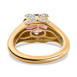 Lab Created Padparadscha Sapphire and White Zircon 2.59 ctw Ring in Vermeil Yellow Gold Over Sterling Silver (Size 8.0)