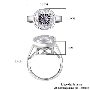 Moissanite 7.24 ctw Ring in Rhodium Over Sterling Silver (Size 6.5)