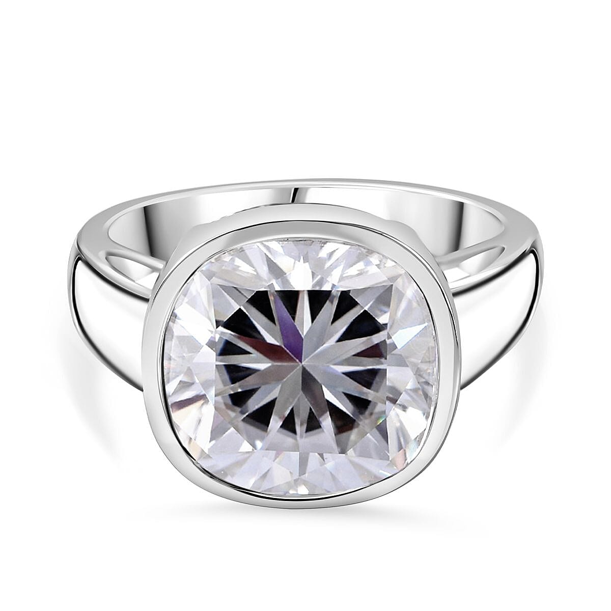 Moissanite 7.24 ctw Ring in Rhodium Over Sterling Silver (Size 9.0)