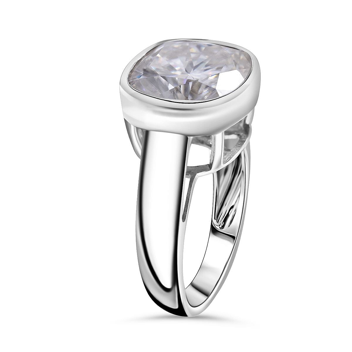 Moissanite 7.24 ctw Ring in Rhodium Over Sterling Silver (Size 9.0)