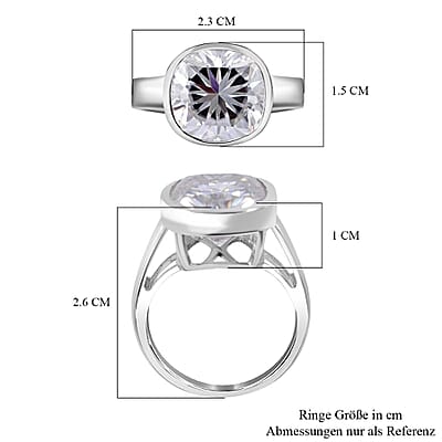 Moissanite 7.24 ctw Ring in Rhodium Over Sterling Silver (Size 9.0)