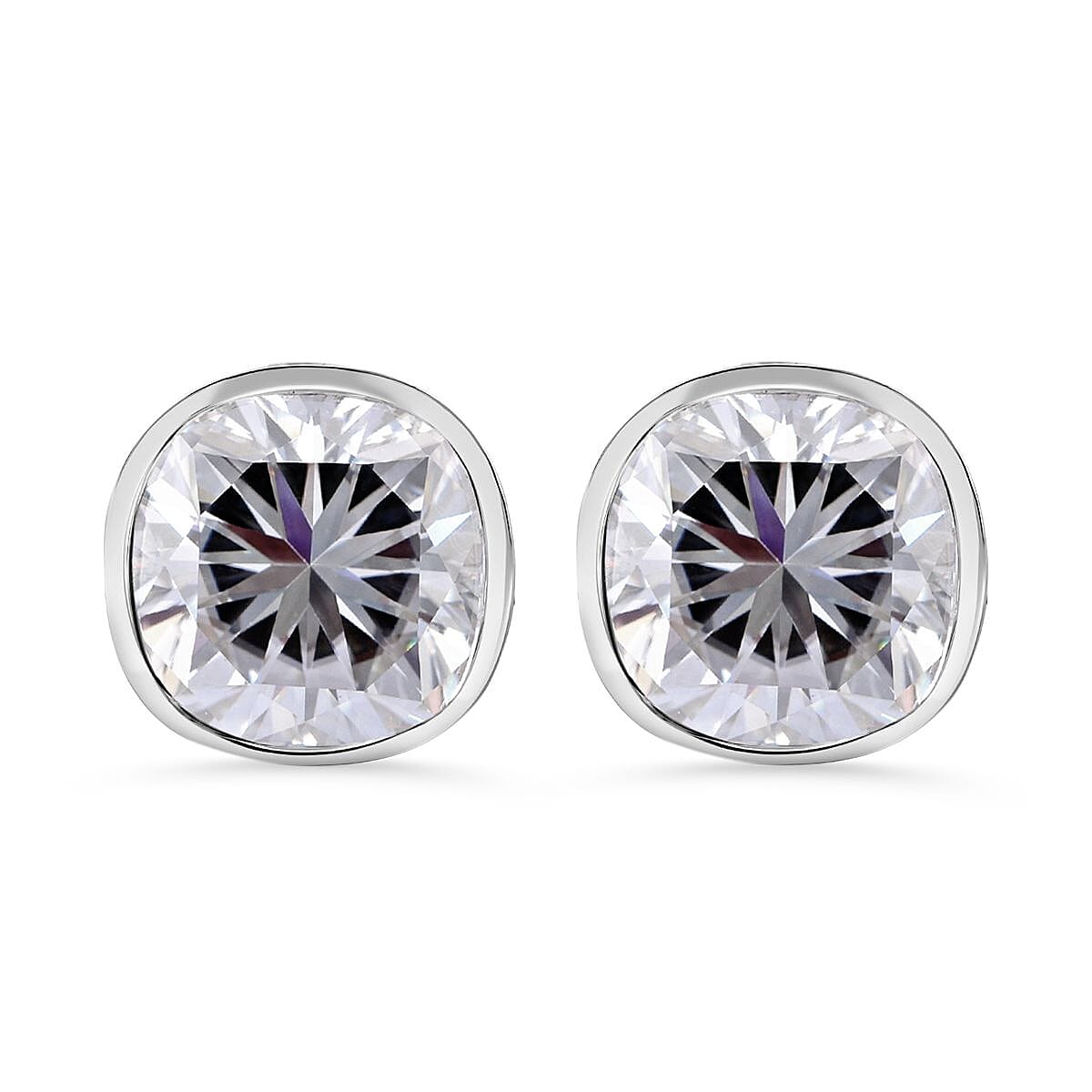 Moissanite 3.18 ctw Earrings in Rhodium Over Sterling Silver