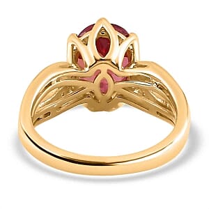 Lab Created Padparadscha Sapphire and White Zircon4.24 ctw Ring in Vermeil Yellow Gold Over Sterling Silver (Size 11.5)