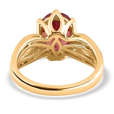 Lab Created Padparadscha Sapphire and White Zircon4.24 ctw Ring in Vermeil Yellow Gold Over Sterling Silver (Size 11.5)