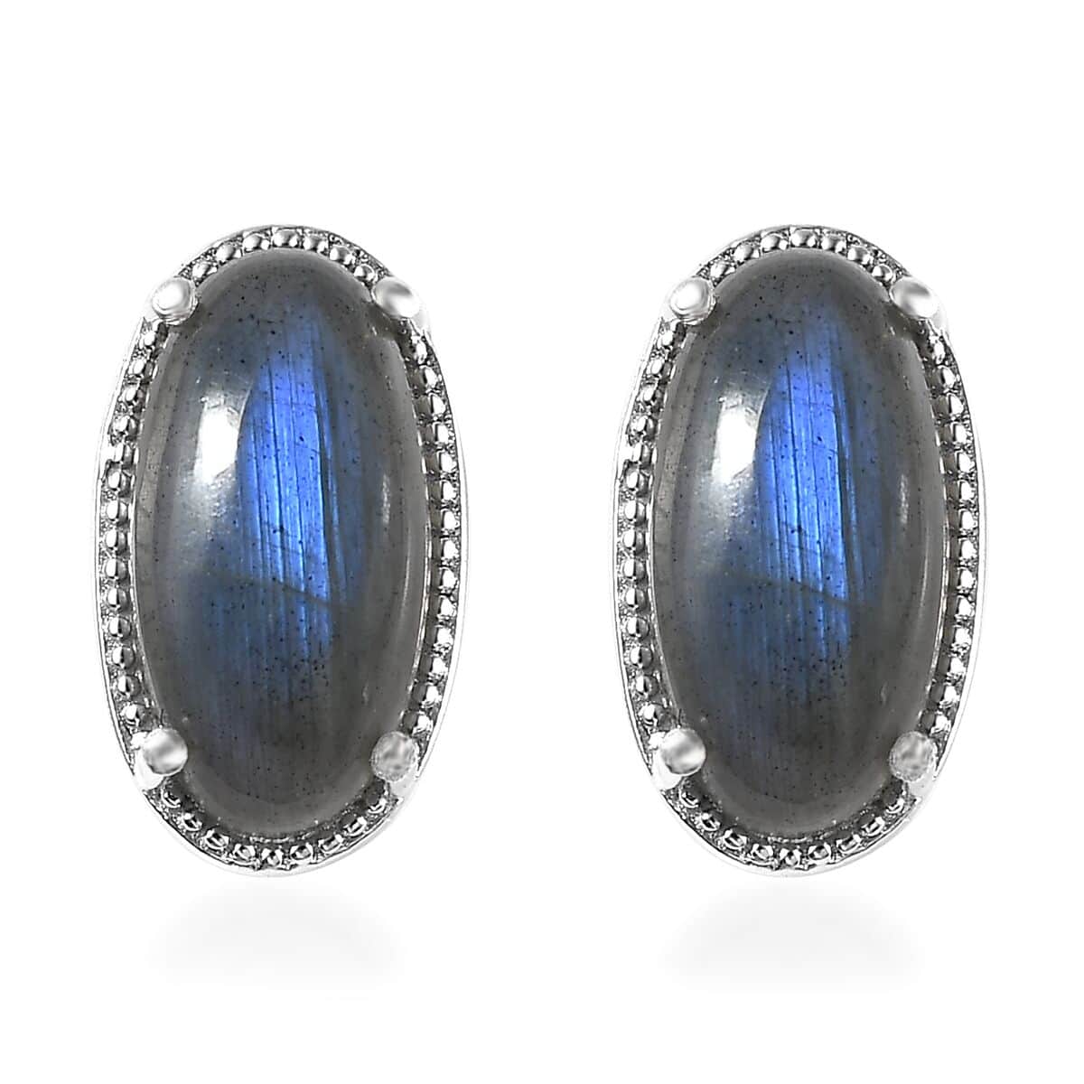 Karis Malagasy Labradorite Solitaire Stud Earrings in Platinum Bond 8.10 ctw image number 0