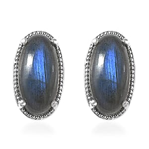 Karis Malagasy Labradorite Solitaire Stud Earrings in Platinum Bond 8.10 ctw