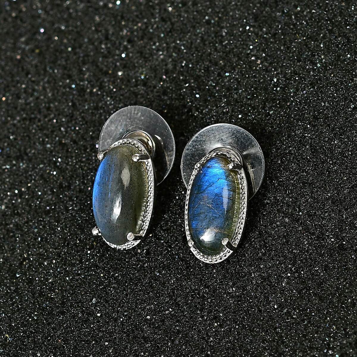 Karis Malagasy Labradorite Solitaire Stud Earrings in Platinum Bond 8.10 ctw image number 2