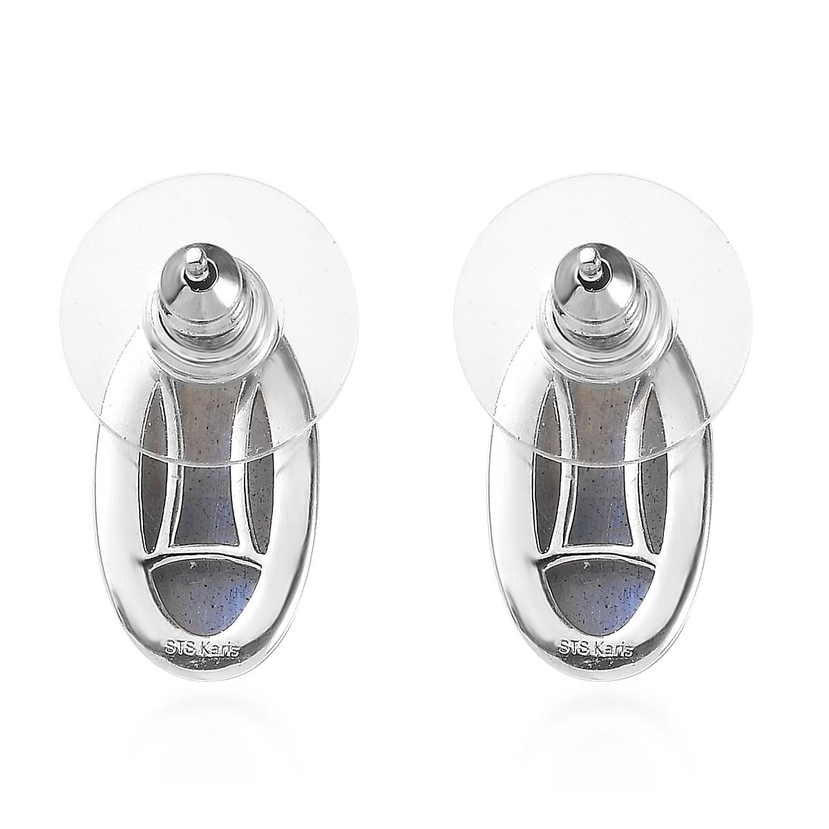 Karis Malagasy Labradorite Solitaire Stud Earrings in Platinum Bond 8.10 ctw