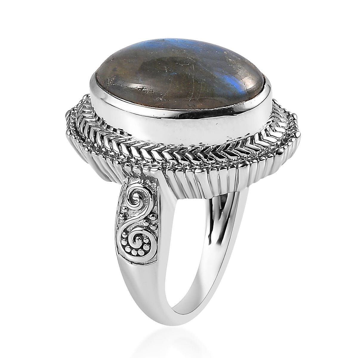 Malagasy Labradorite Solitaire Ring in ION Plated Copper (Size 9.0) 9.50 ctw image number 3