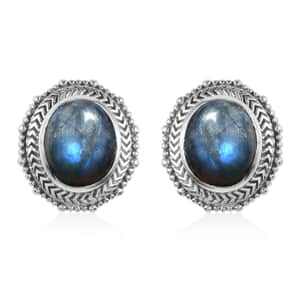 Malagasy Labradorite Solitaire Stud Earrings in ION Plated Copper 7.75 ctw