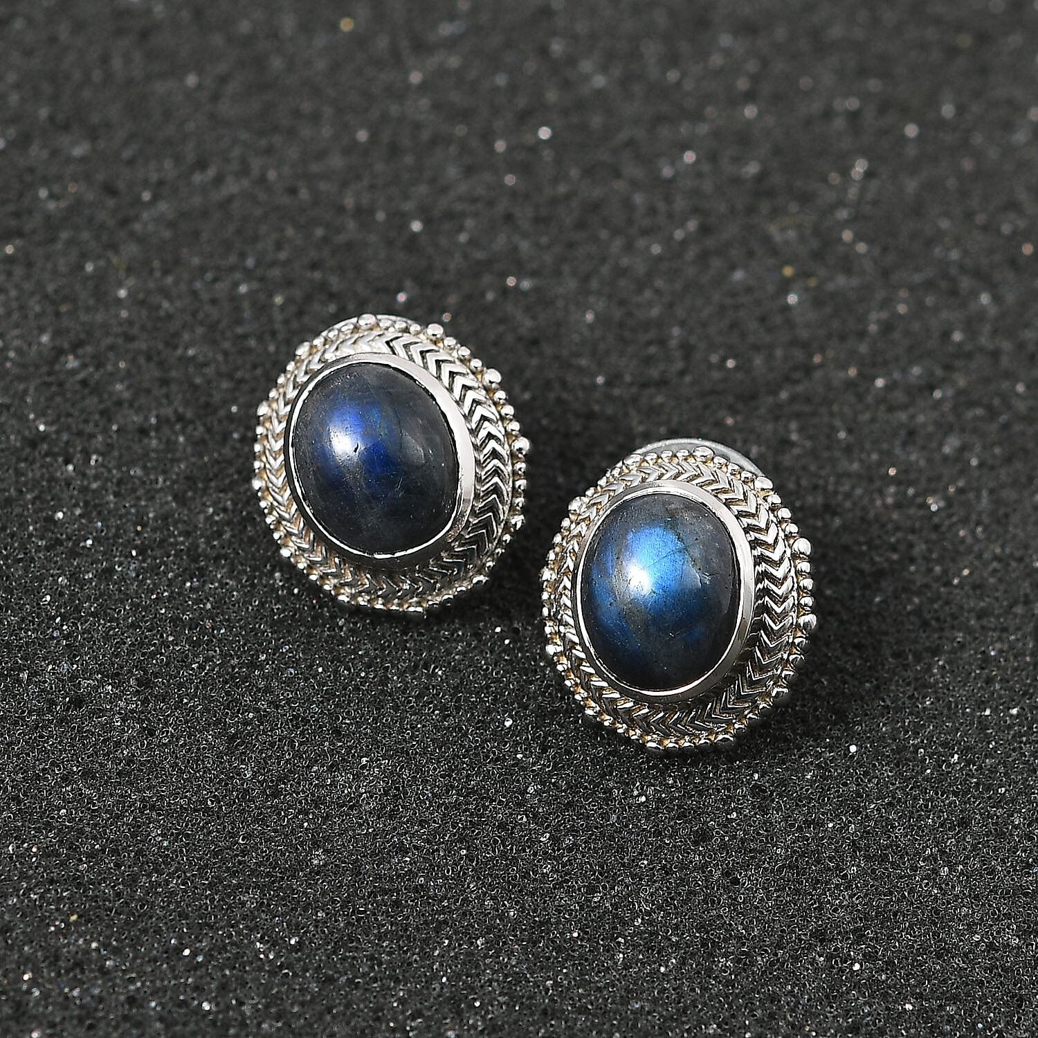 Malagasy Labradorite Solitaire Stud Earrings in ION Plated Copper 7.75 ctw