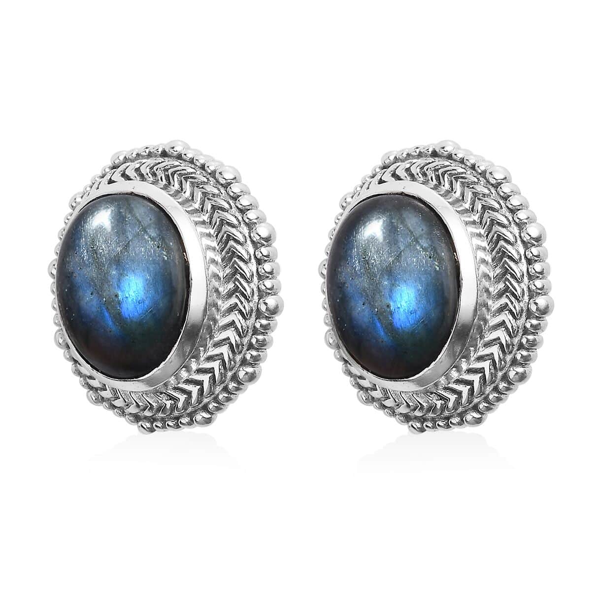 Malagasy Labradorite Solitaire Stud Earrings in ION Plated Copper 7.75 ctw image number 4