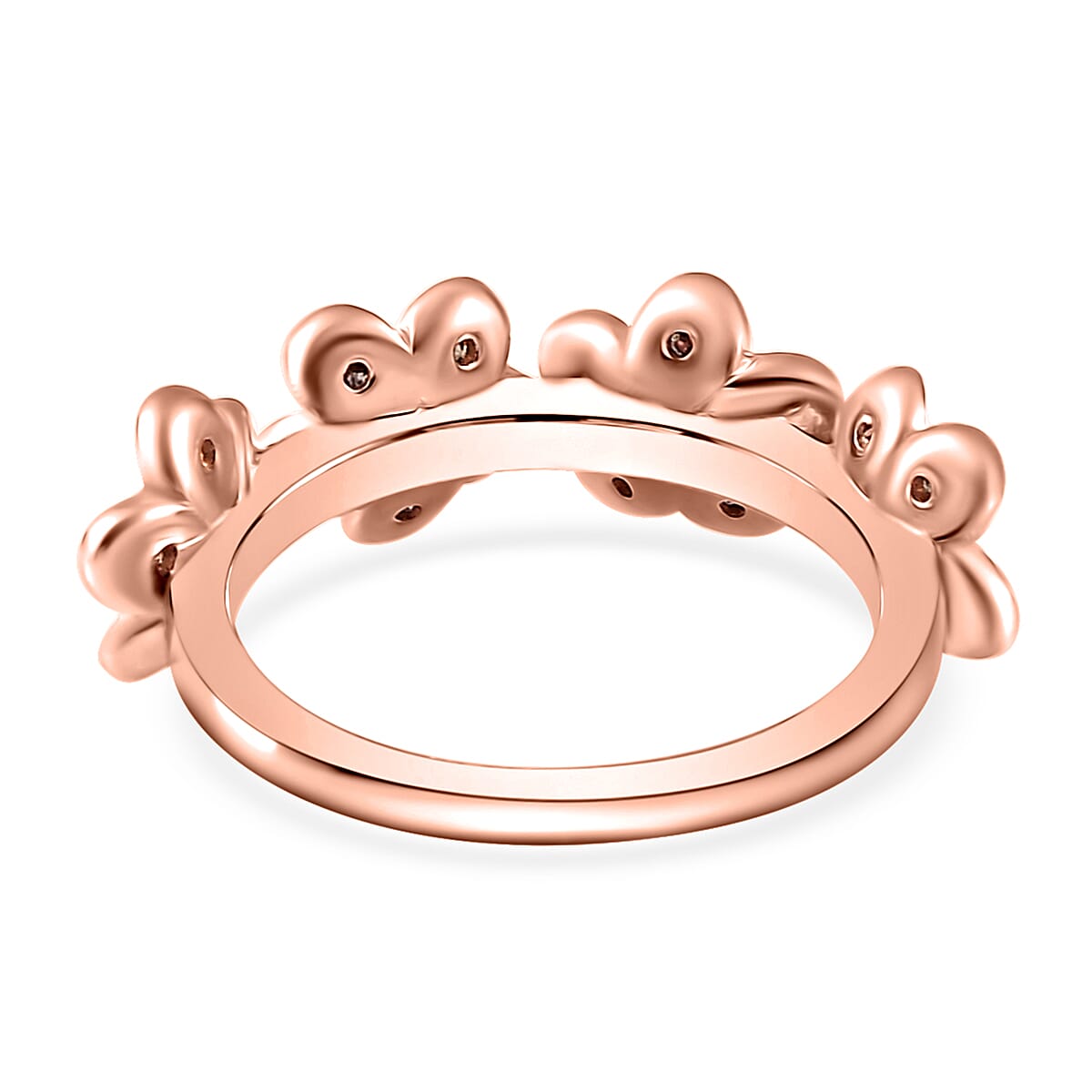 Natural Champagne Diamond Floral Ring in Vermeil Rose Gold Over Sterling Silver (Size 10.0) 0.25 ctw