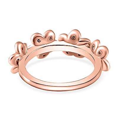Natural Champagne Diamond Floral Ring in Vermeil Rose Gold Over Sterling Silver (Size 10.0) 0.25 ctw