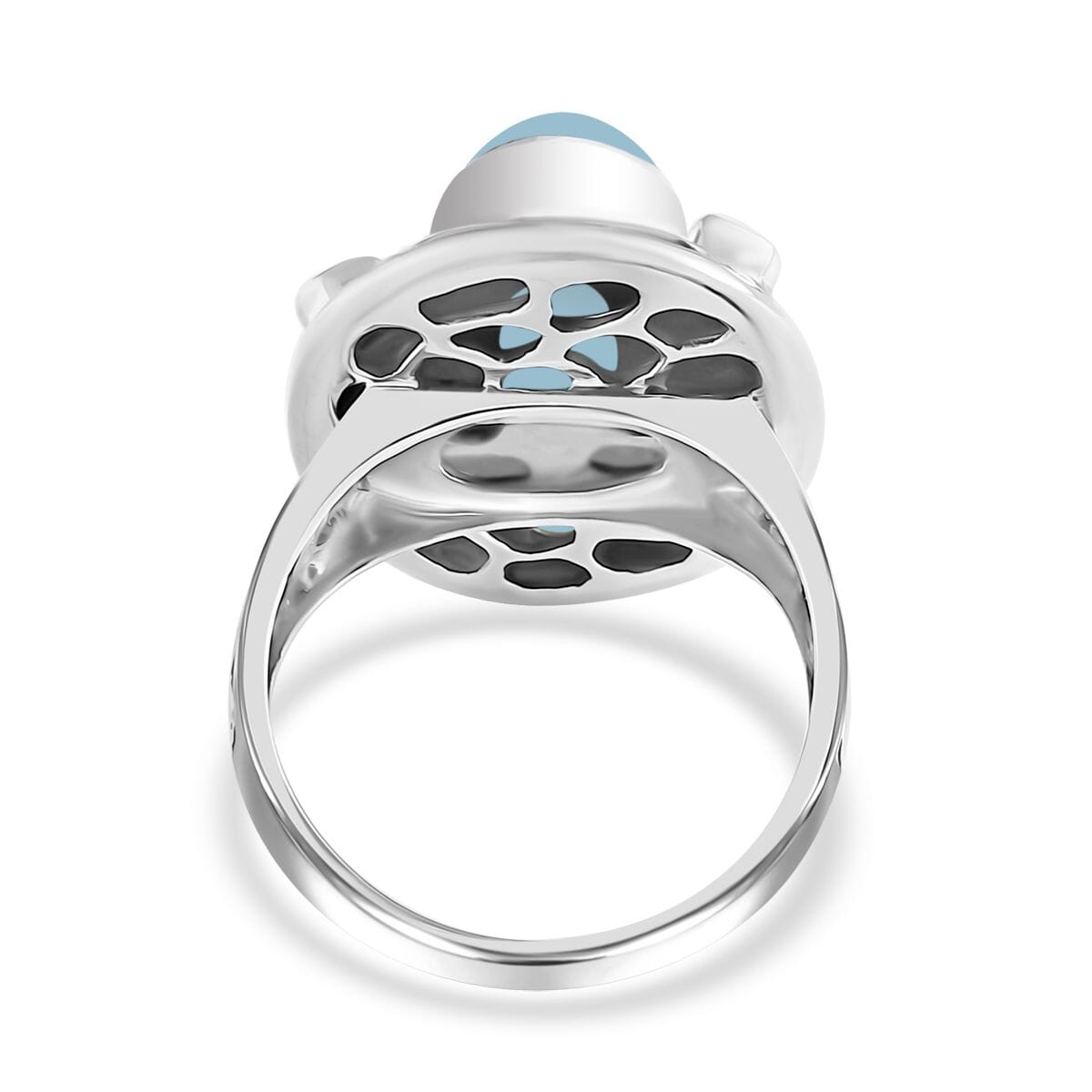 Bali Legacy Larimar and Multi Gemstone 9.20 ctw Moonlit Majesty Ring in Sterling Silver (Size 10.0) image number 4