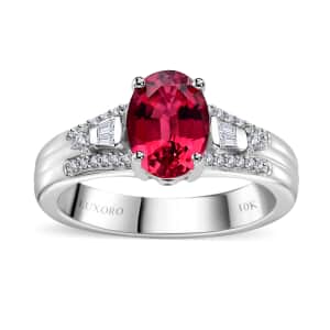 Luxoro 10K White Gold AAA Ouro Fino Rubellite and G-H I2 Diamond Ring (Size 10.0) 4.65 Grams 1.60 ctw