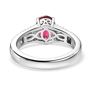 Luxoro 10K White Gold AAA Ouro Fino Rubellite and G-H I2 Diamond Ring (Size 10.0) 4.65 Grams 1.60 ctw