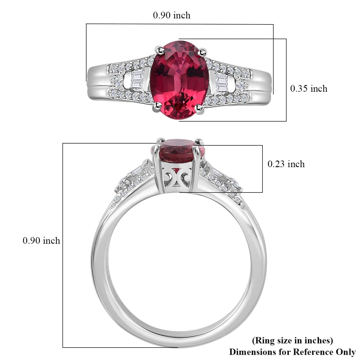 Luxoro 10K White Gold AAA Ouro Fino Rubellite and G-H I2 Diamond Ring (Size 10.0) 4.65 Grams 1.60 ctw image number 4