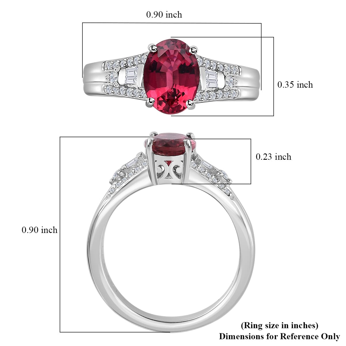 Luxoro 10K White Gold AAA Ouro Fino Rubellite and G-H I2 Diamond Ring (Size 8.0) 4.65 Grams 1.60 ctw image number 4