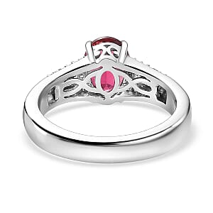 Luxoro 10K White Gold AAA Ouro Fino Rubellite, Diamond (G-H, I2) (0.15 cts) Ring (Size 8.5) 1.60 ctw