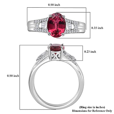 Luxoro 10K White Gold AAA Ouro Fino Rubellite and G-H I2 Diamond Ring (Size 9.0) 4.65 Grams 1.60 ctw