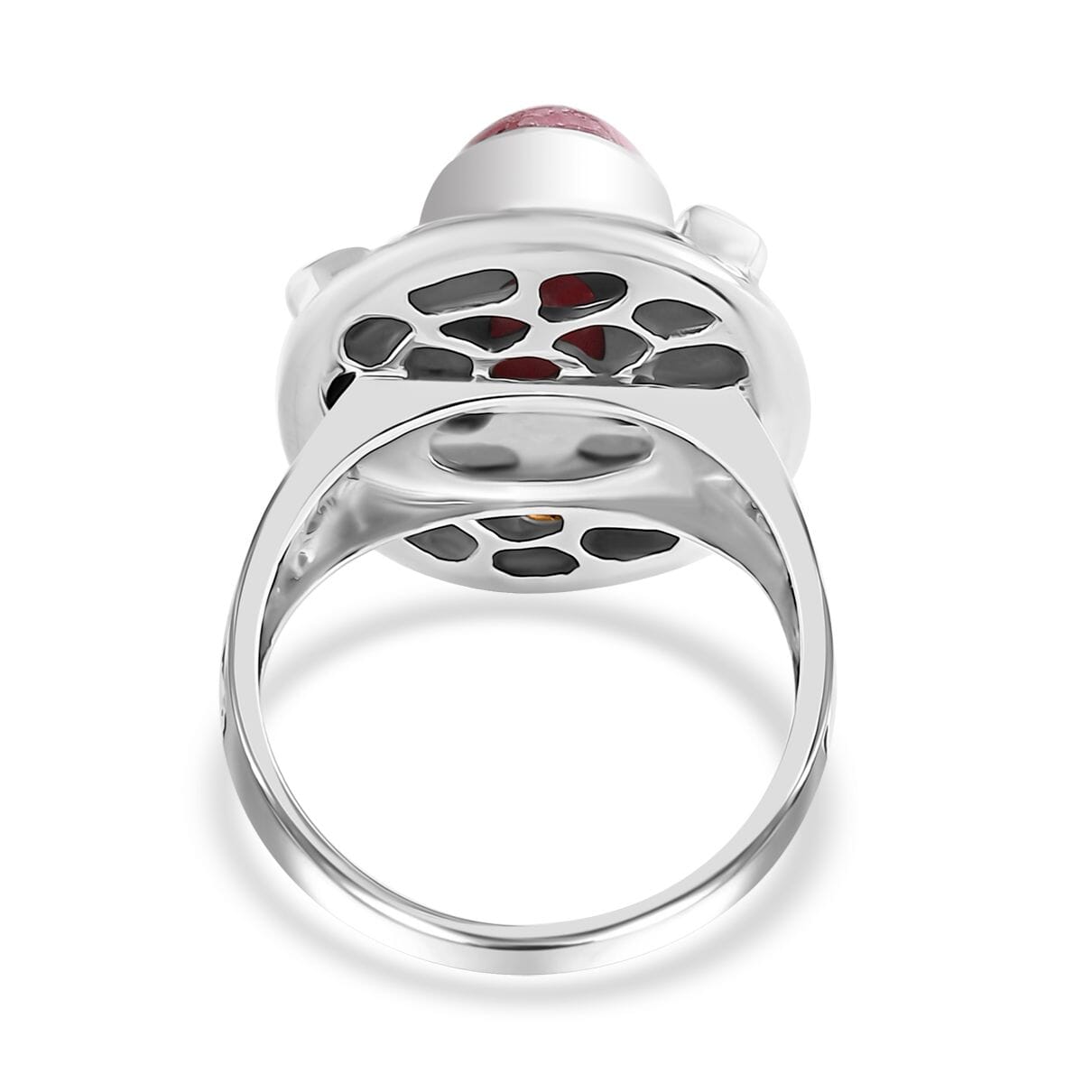 Bali Legacy Argentinian Rhodochrosite and Multi Gemstone 12.70 ctw Moonlit Majesty Ring in Sterling Silver (Size 6.0) image number 4