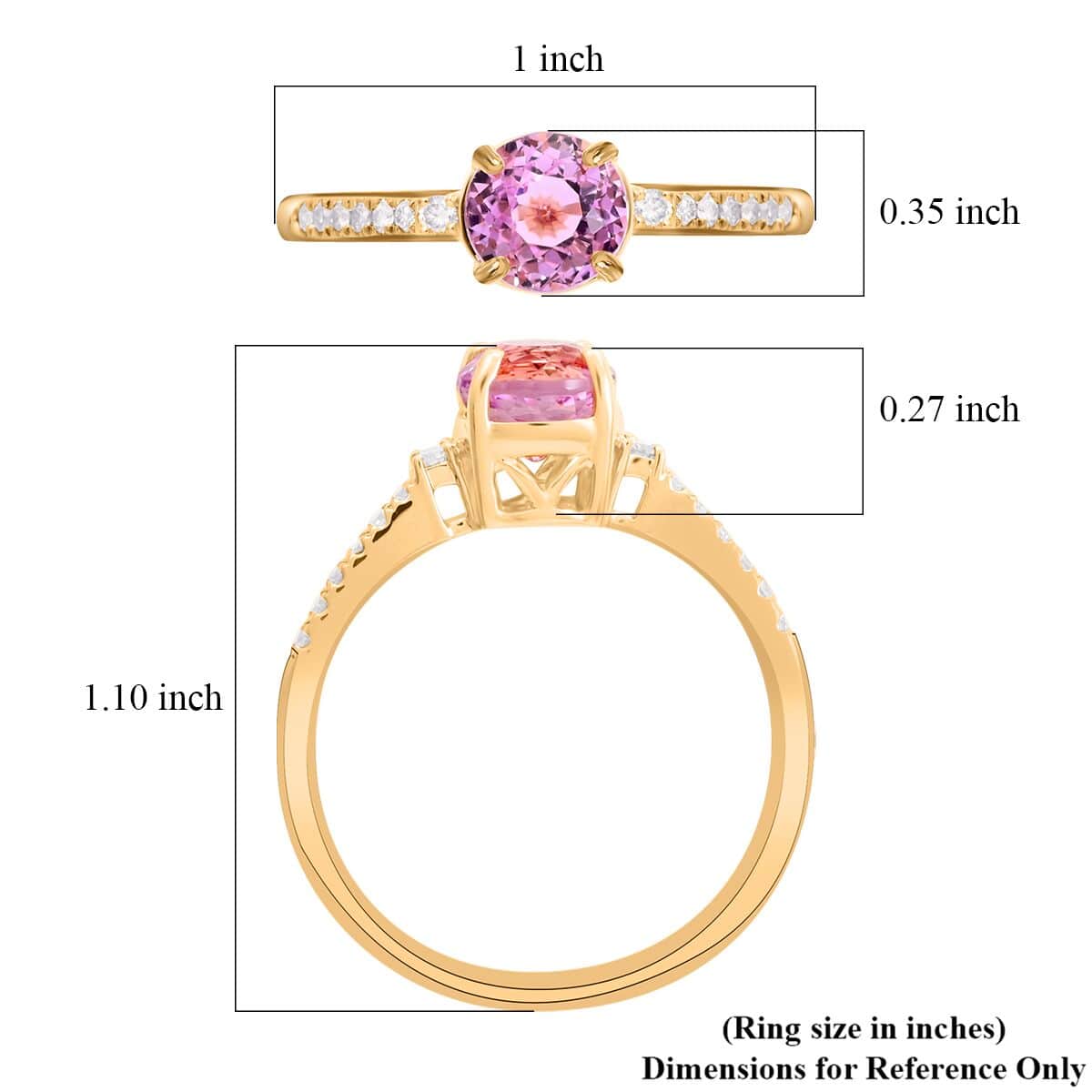 Luxoro AAA Patroke Kunzite and G-H I2 Diamond 2.00 ctw Ring in 14K Yellow Gold (Size 6.0) image number 5