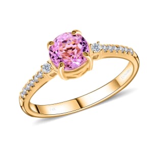 Luxoro AAA Patroke Kunzite and G-H I2 Diamond 2.00 ctw Ring in 14K Yellow Gold (Size 7.0)