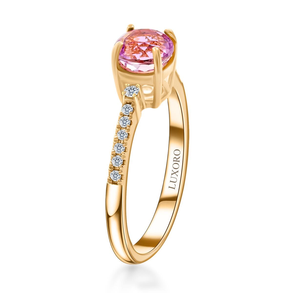Luxoro AAA Patroke Kunzite and G-H I2 Diamond 2.00 ctw Ring in 14K Yellow Gold (Size 7.0) image number 3