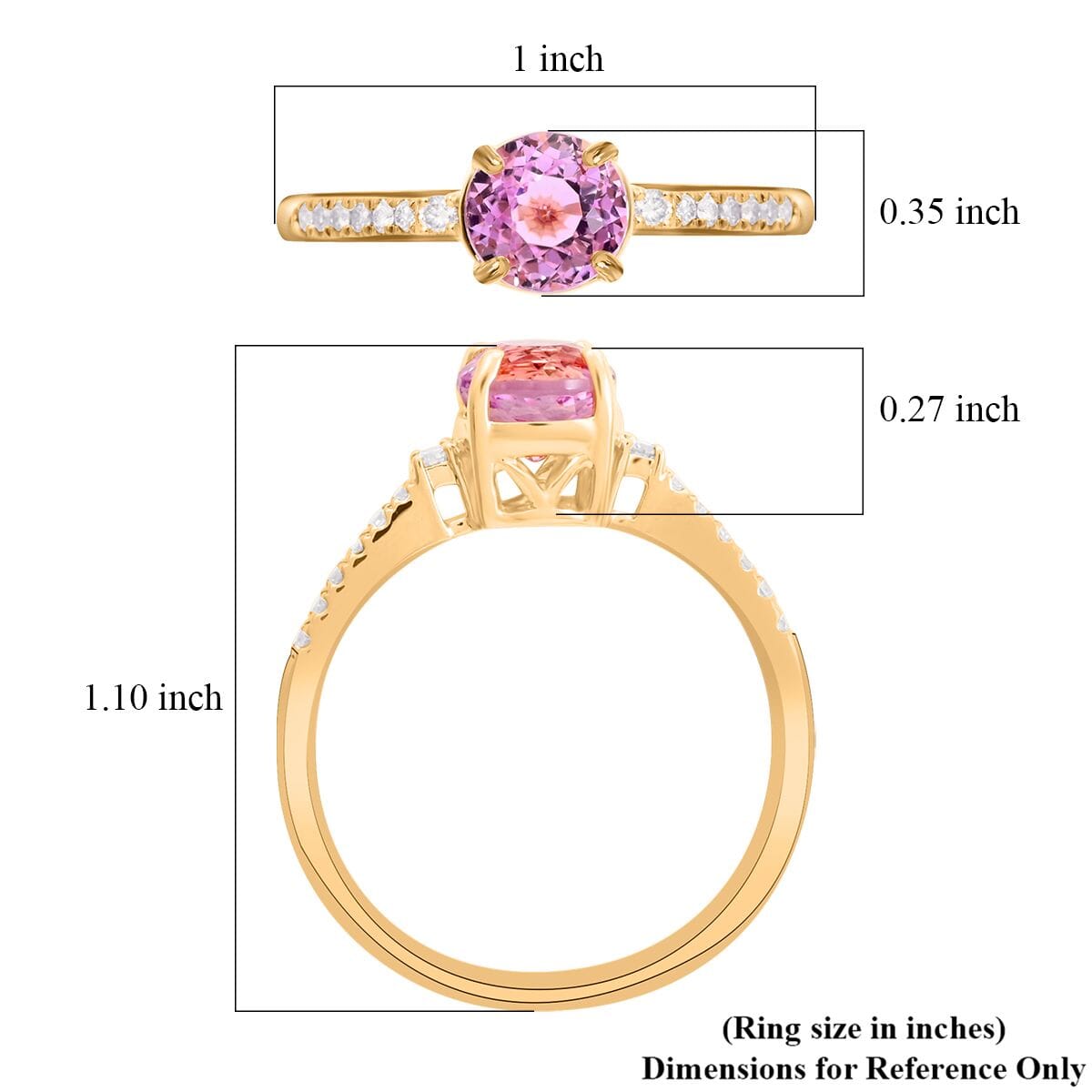 Luxoro AAA Patroke Kunzite and G-H I2 Diamond 2.00 ctw Ring in 14K Yellow Gold (Size 7.0) image number 5