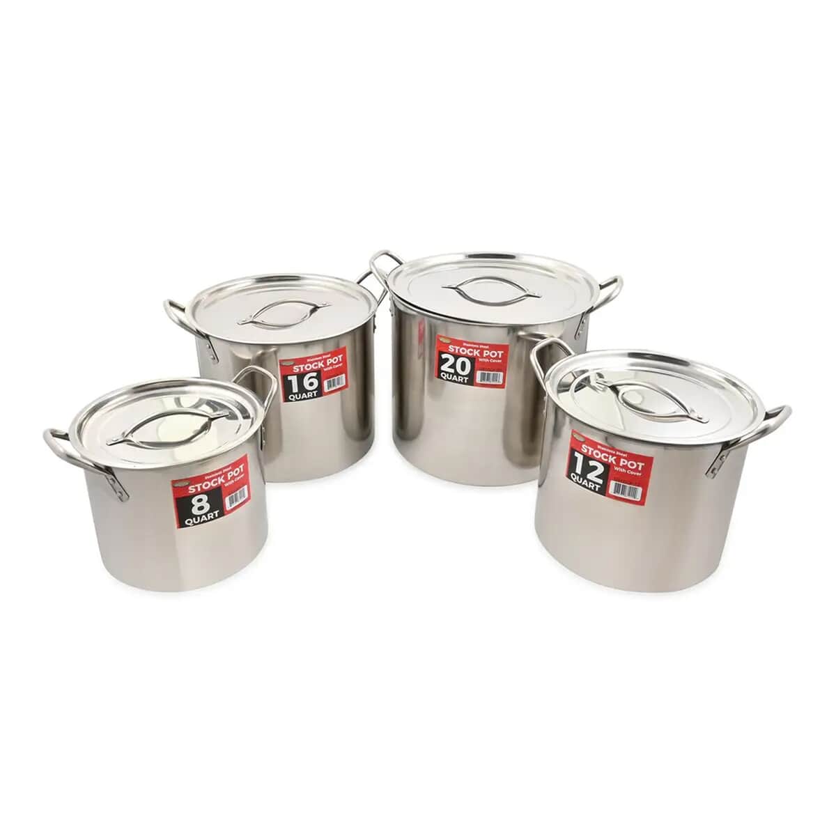 Hawk 8pc Stainless Steel Stock Pots (20, 16, 12 & 8qt) image number 0