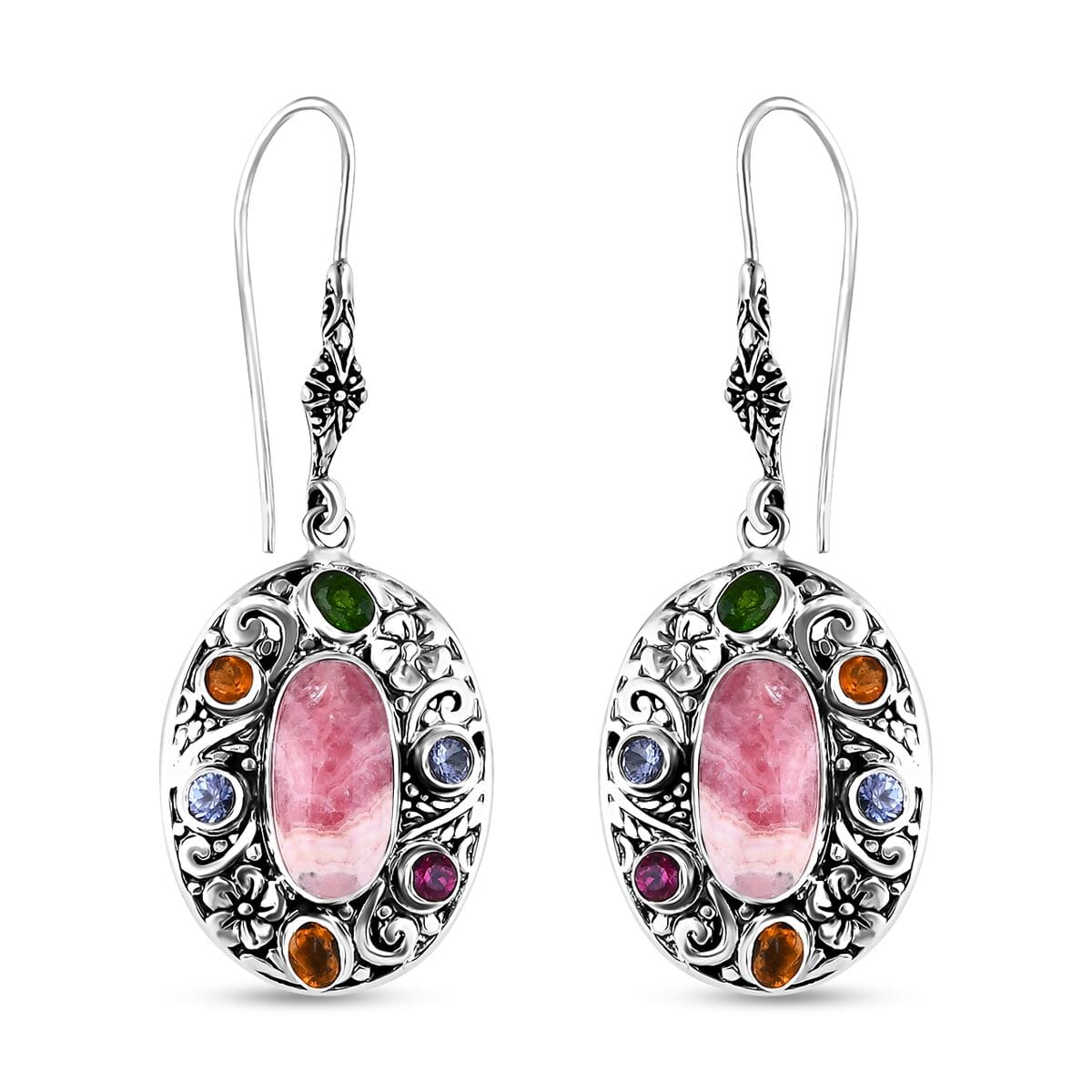 Bali Legacy Argentinian Rhodochrosites and Multi Gemstone 14.25 ctw Moonlit Majesty Earrings in Sterling Silver image number 0