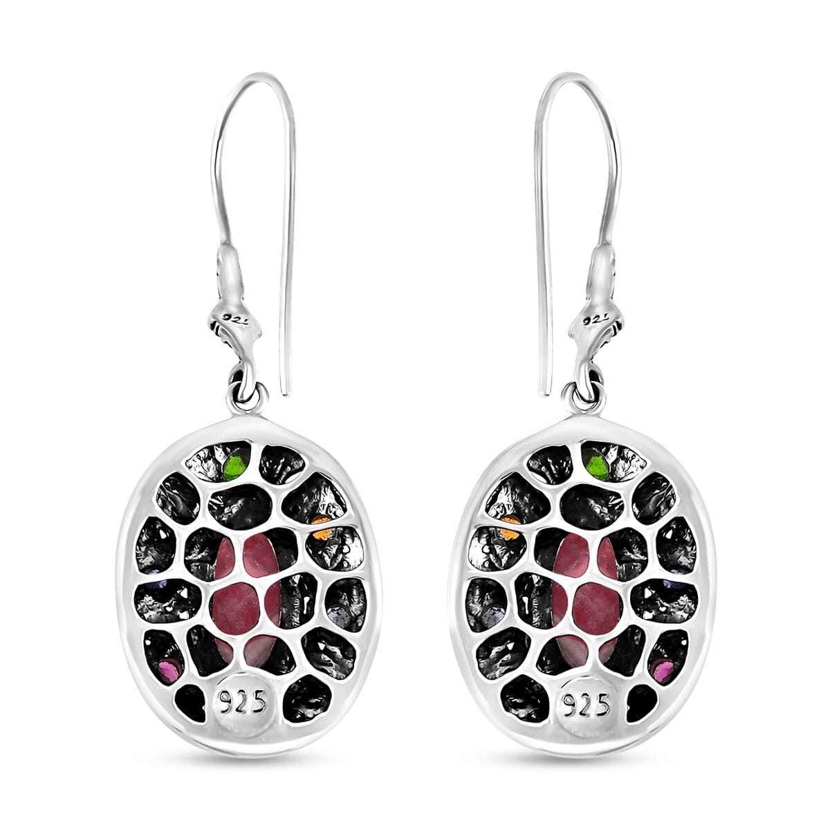 Bali Legacy Argentinian Rhodochrosites and Multi Gemstone 14.25 ctw Moonlit Majesty Earrings in Sterling Silver image number 3