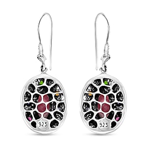 Bali Legacy Argentinian Rhodochrosites and Multi Gemstone 14.25 ctw Moonlit Majesty Earrings in Sterling Silver