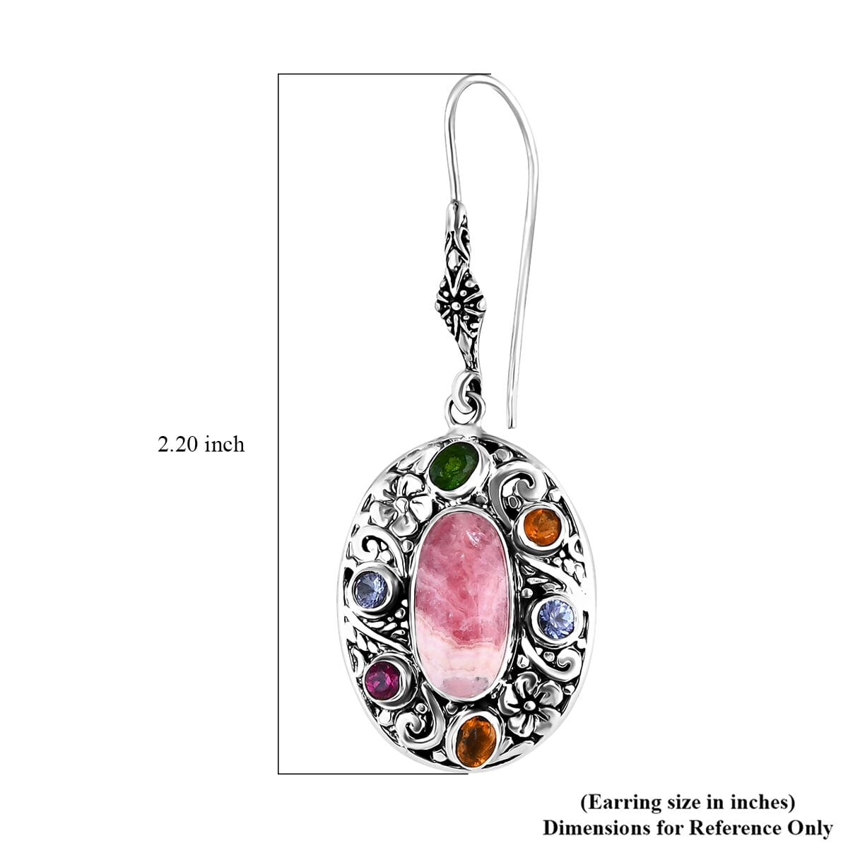 Bali Legacy Argentinian Rhodochrosites and Multi Gemstone 14.25 ctw Moonlit Majesty Earrings in Sterling Silver image number 4