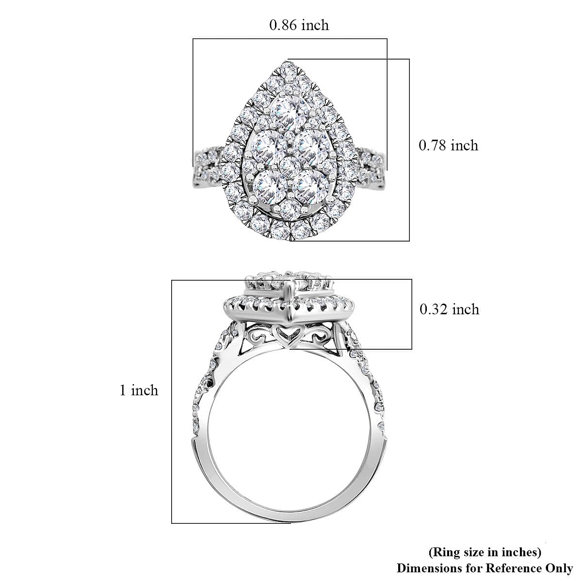14K White Gold Diamond Cocktail Ring (Size 6.5) 7.4 Grams 2.25 ctw image number 5