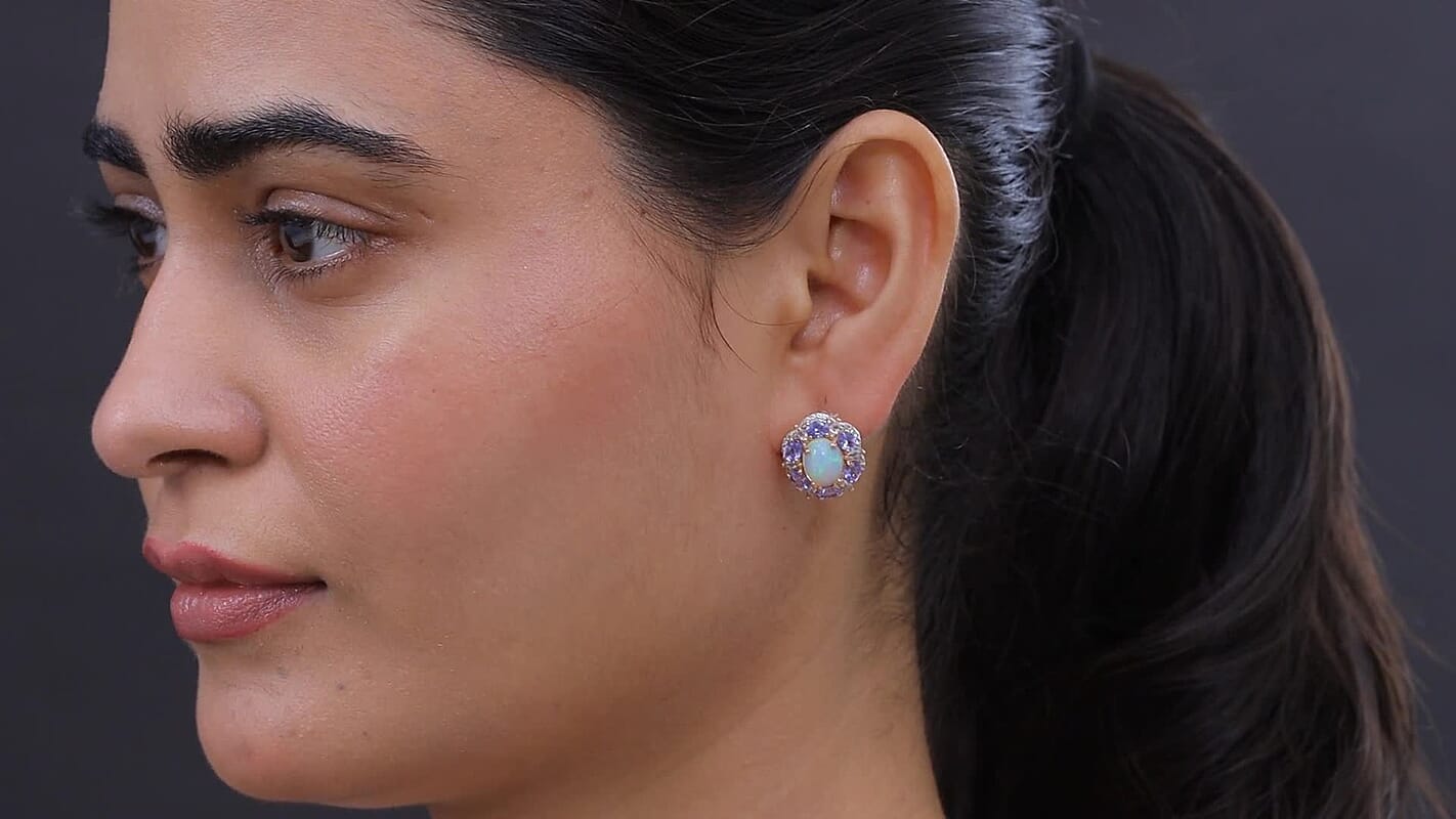 Premium Ethiopian Welo Opal and Multi Gemstone 5.60 ctw Earrings in 18K Vermeil Rose Gold Over Sterling Silver