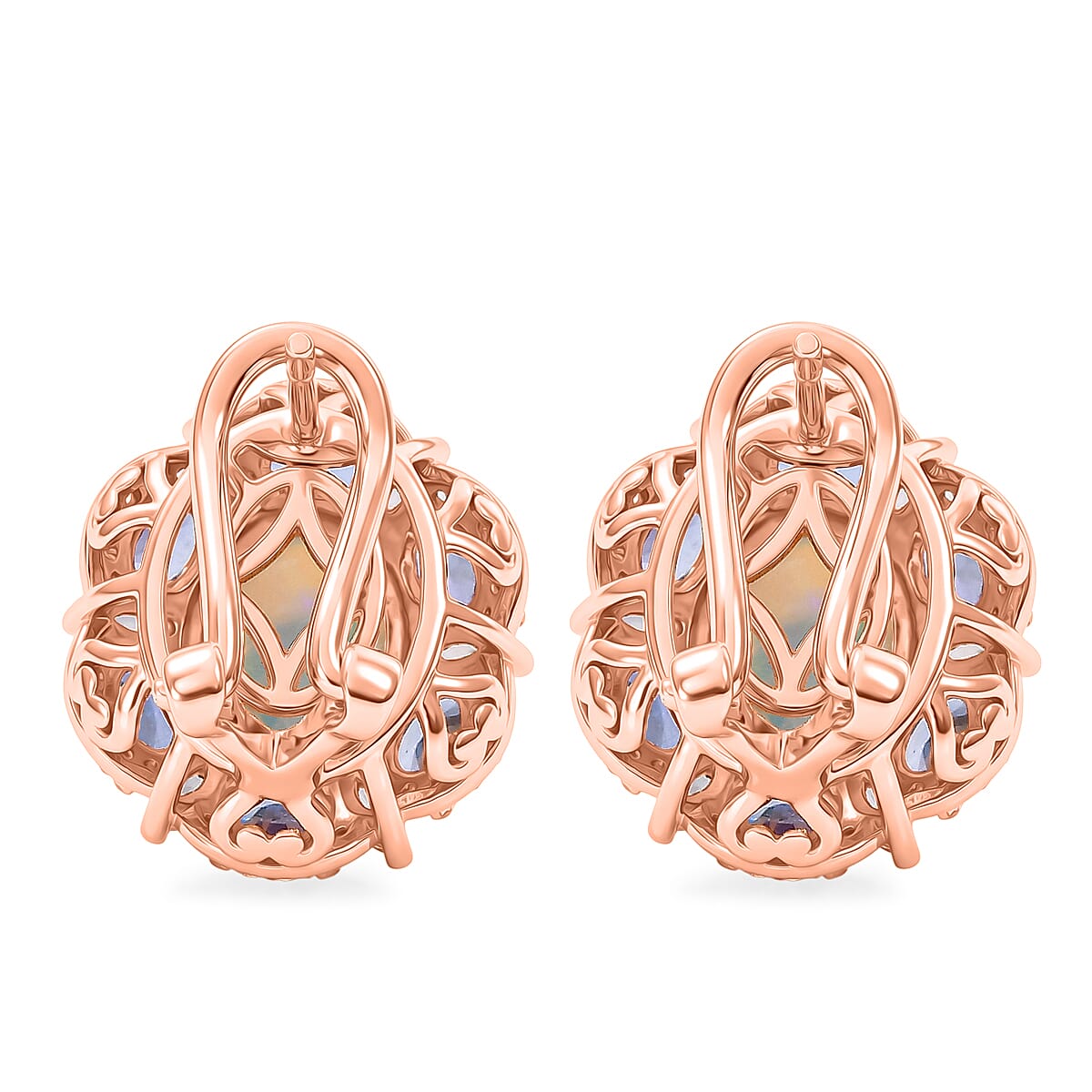 Premium Ethiopian Welo Opal and Multi Gemstone 5.60 ctw Earrings in 18K Vermeil Rose Gold Over Sterling Silver