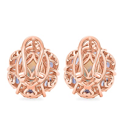 Premium Ethiopian Welo Opal and Multi Gemstone 5.60 ctw Earrings in 18K Vermeil Rose Gold Over Sterling Silver